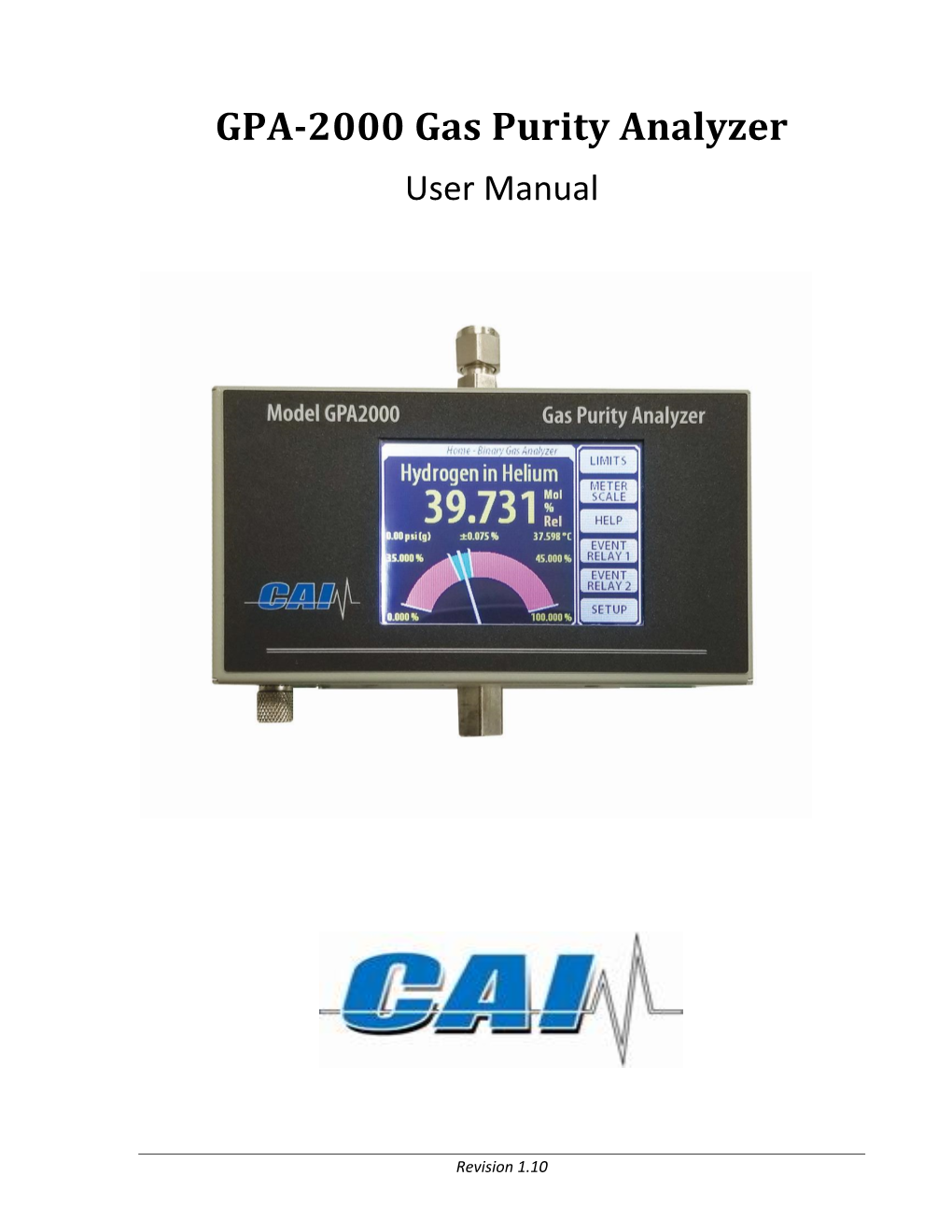 GPA-2000 Gas Purity Analyzer User Manual