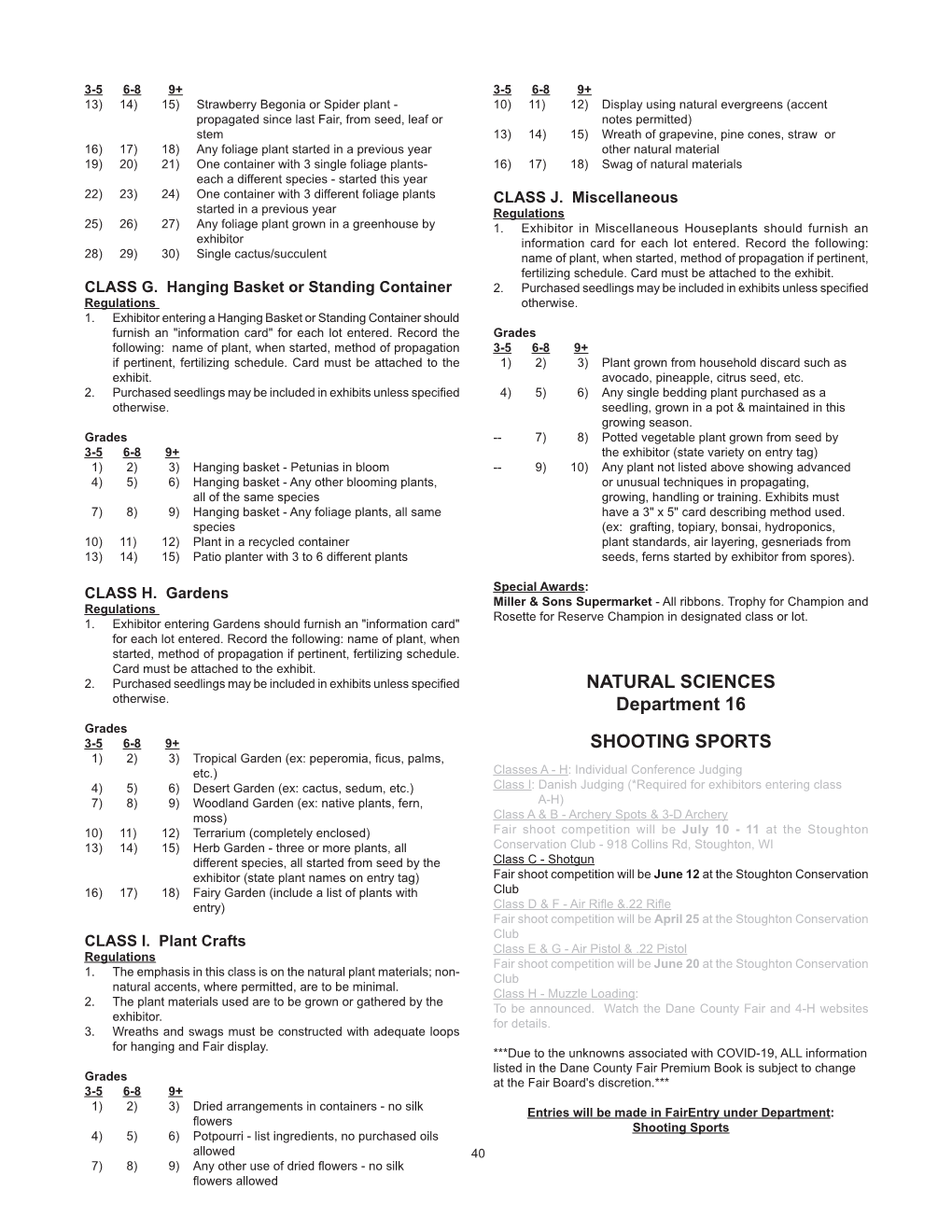 NATURAL SCIENCES Department 16 SHOOTING SPORTS