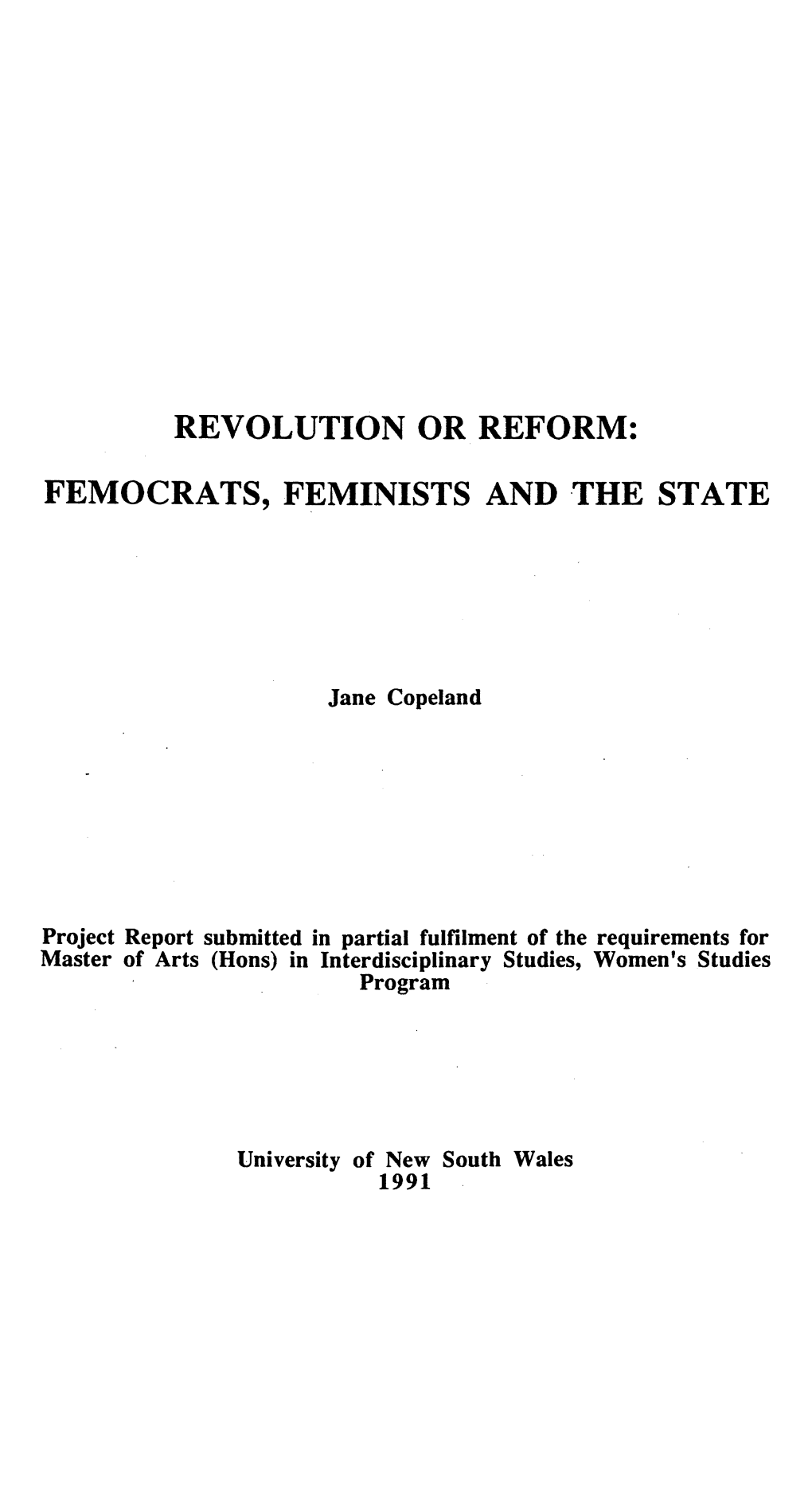 Femocrats, Feminists and the State