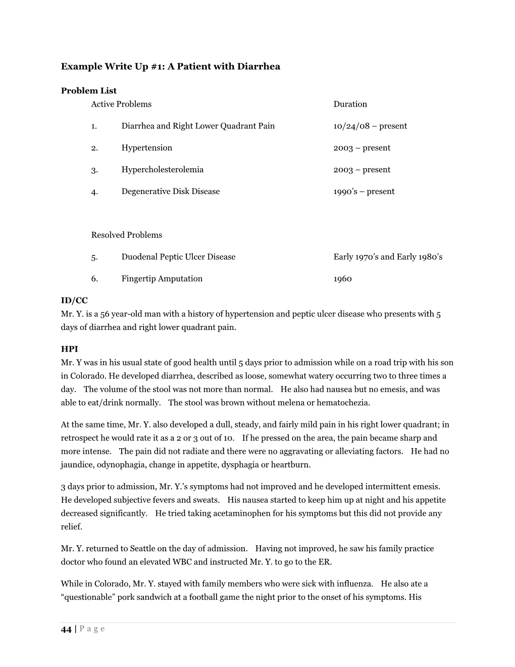 Example Write up #1: a Patient with Diarrhea