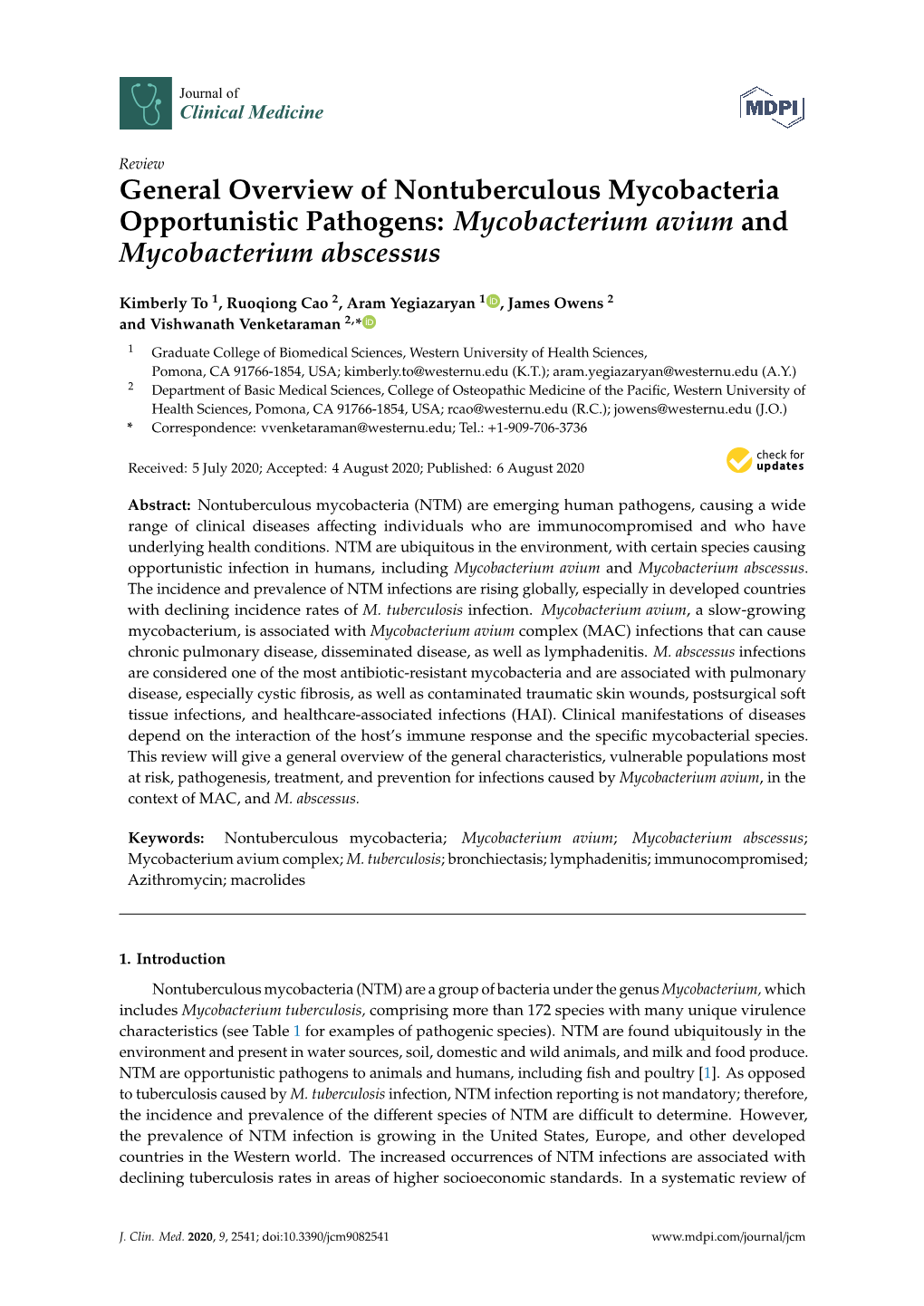 Mycobacterium Avium and Mycobacterium Abscessus