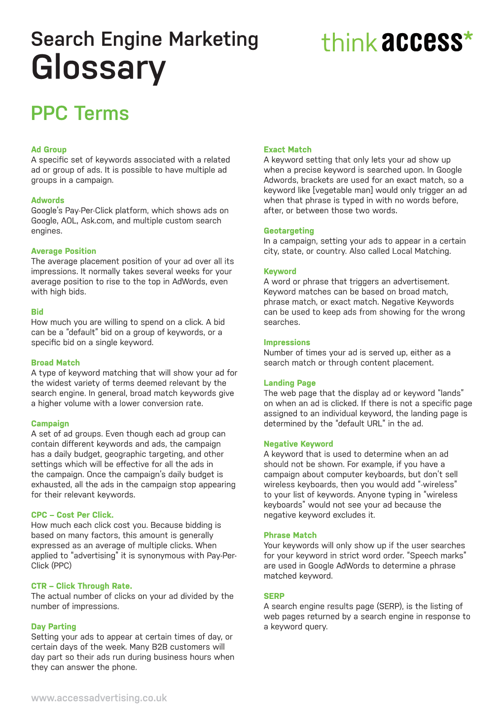 Glossary PPC Terms