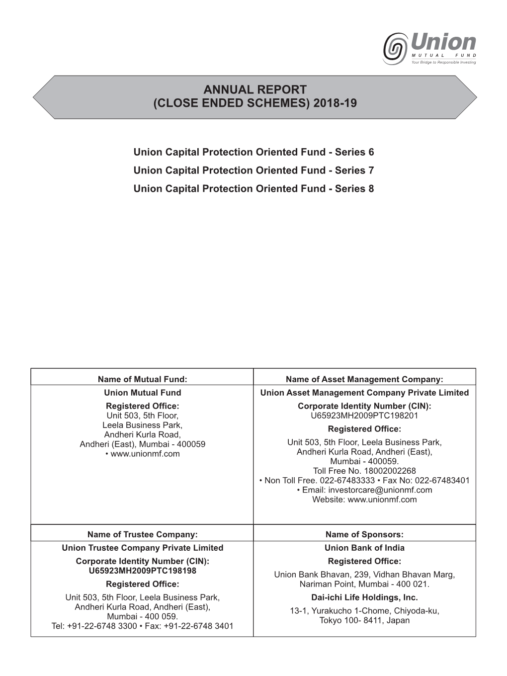 Annual Report 2018-2019 (Close Ended Schemes)