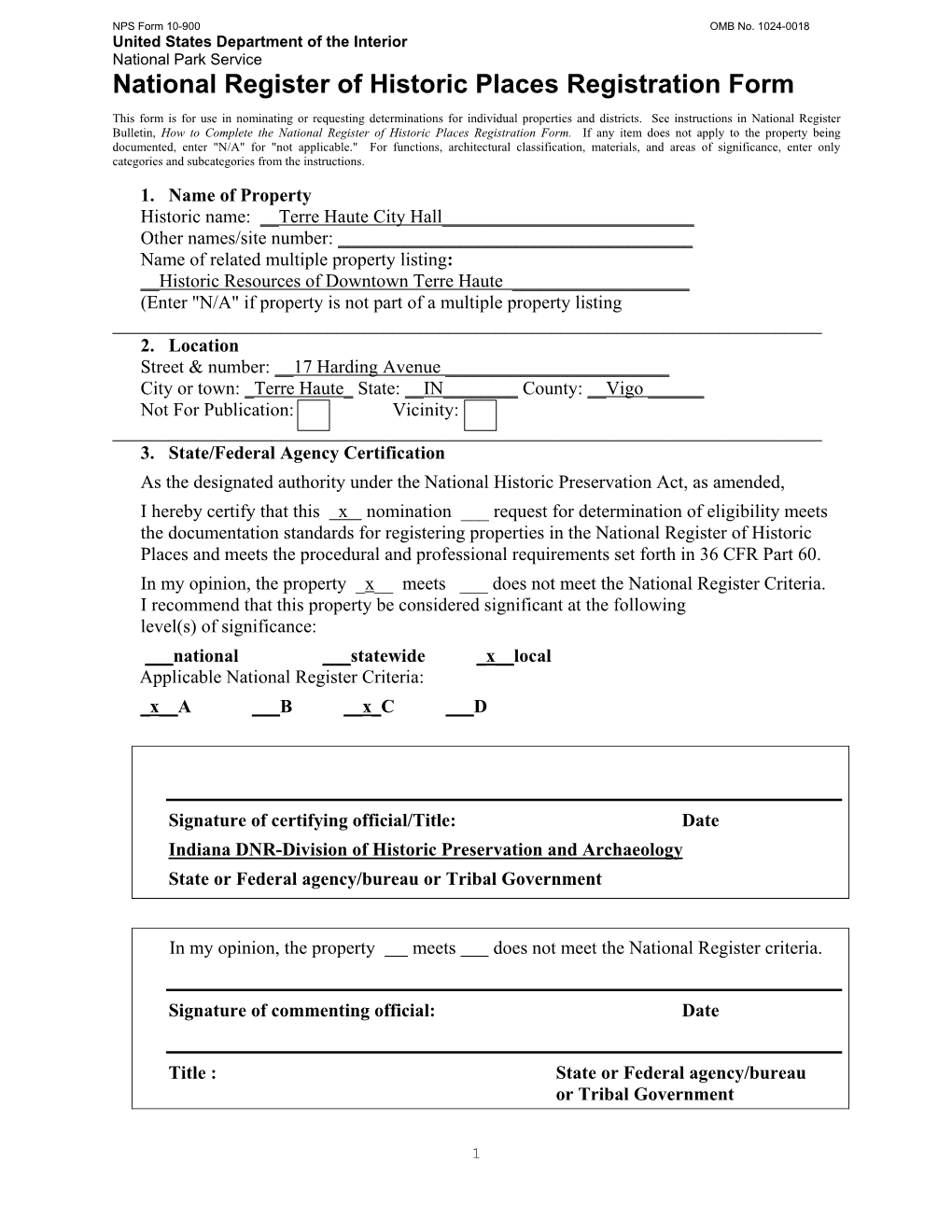 National Register of Historic Places Registration Form