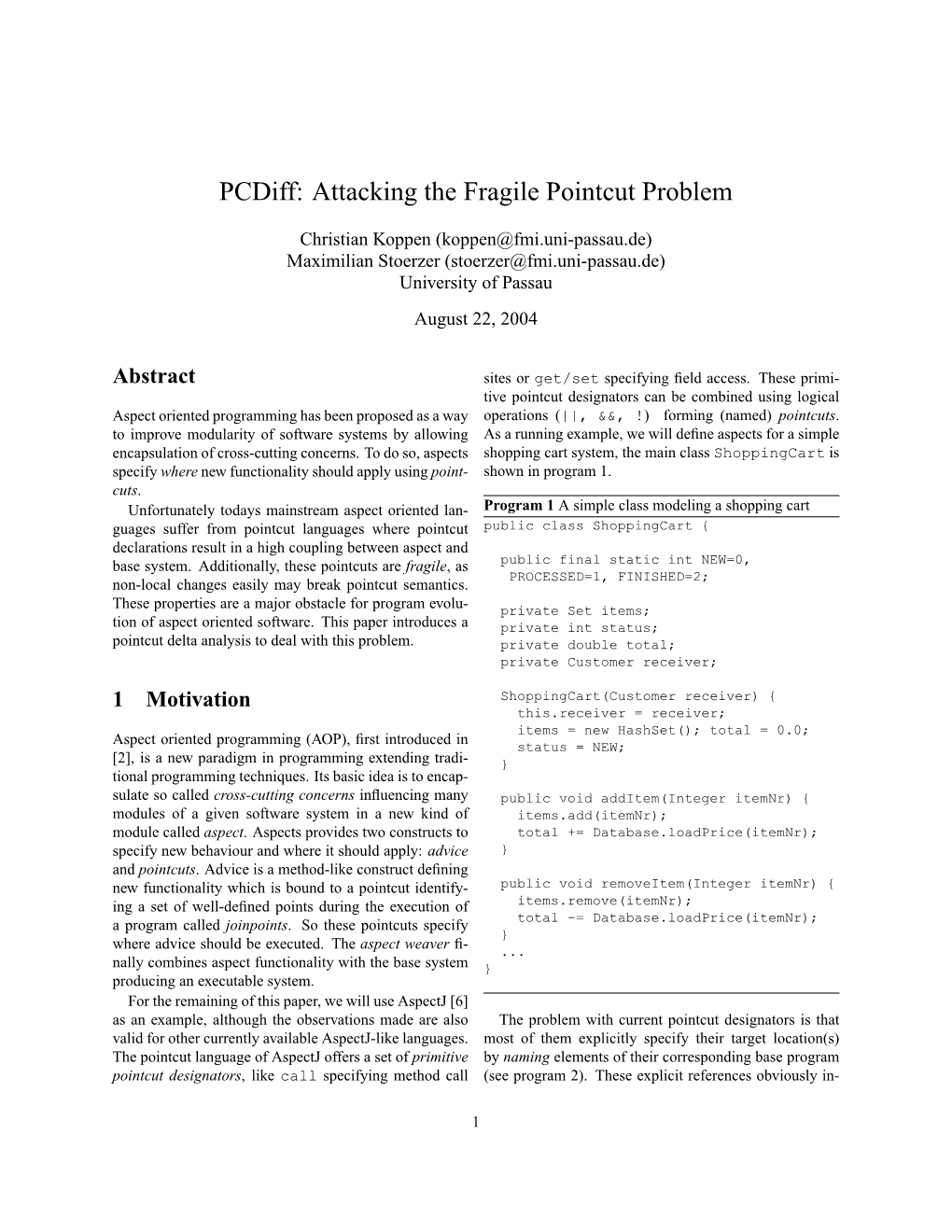 Pcdiff: Attacking the Fragile Pointcut Problem Pdfauthor