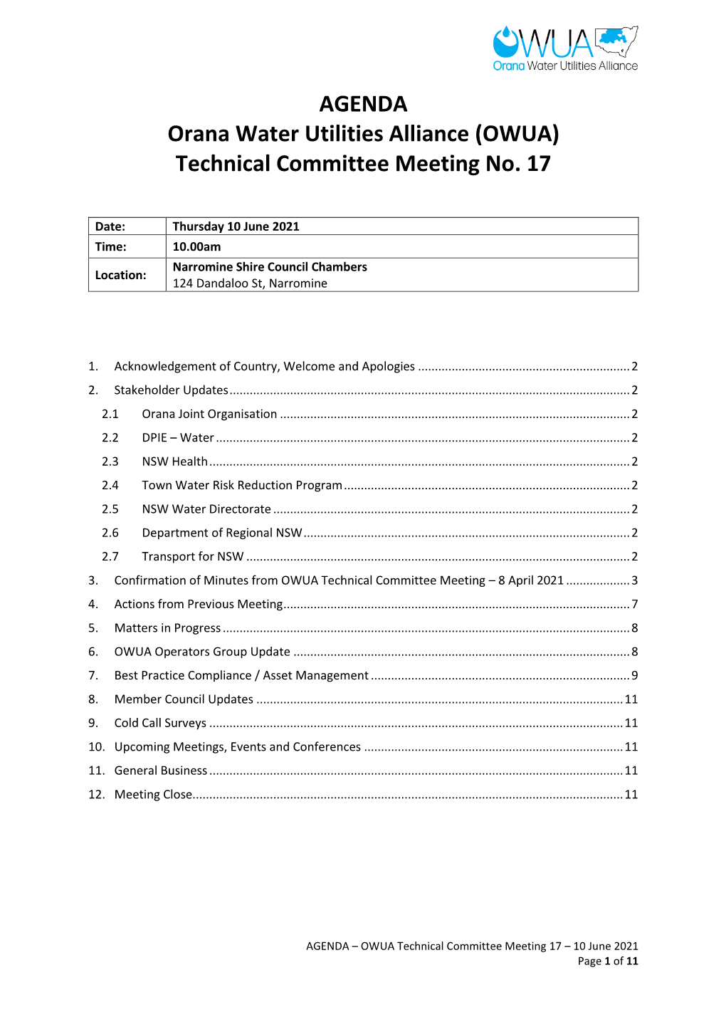 (OWUA) Technical Committee Meeting No. 17