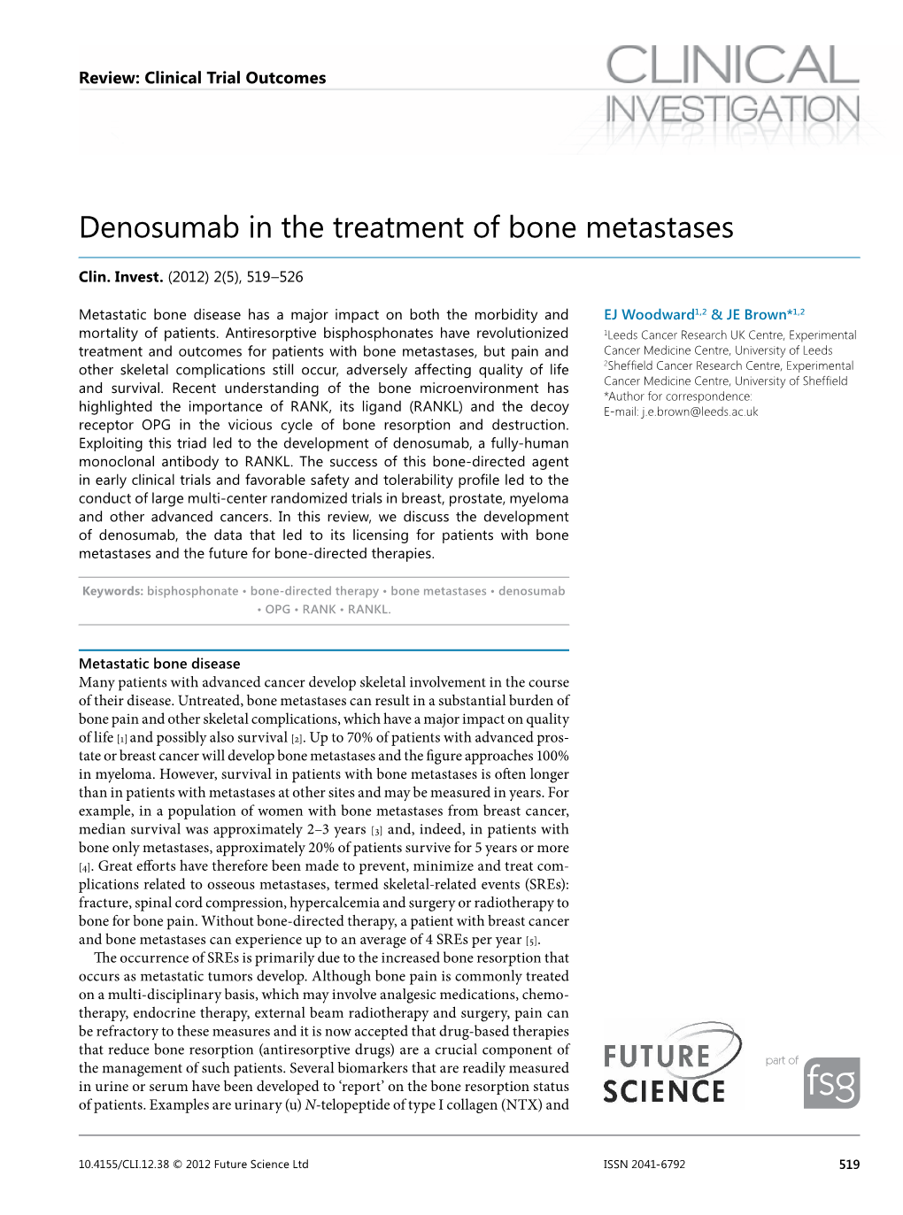 Denosumab in the Treatment of Bone Metastases