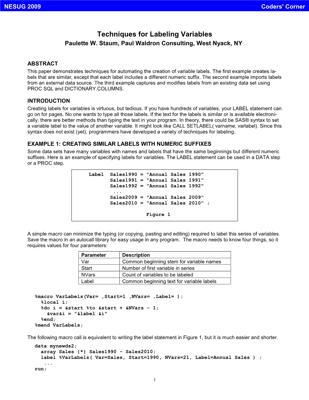 Techniques for Labeling SAS® Variables