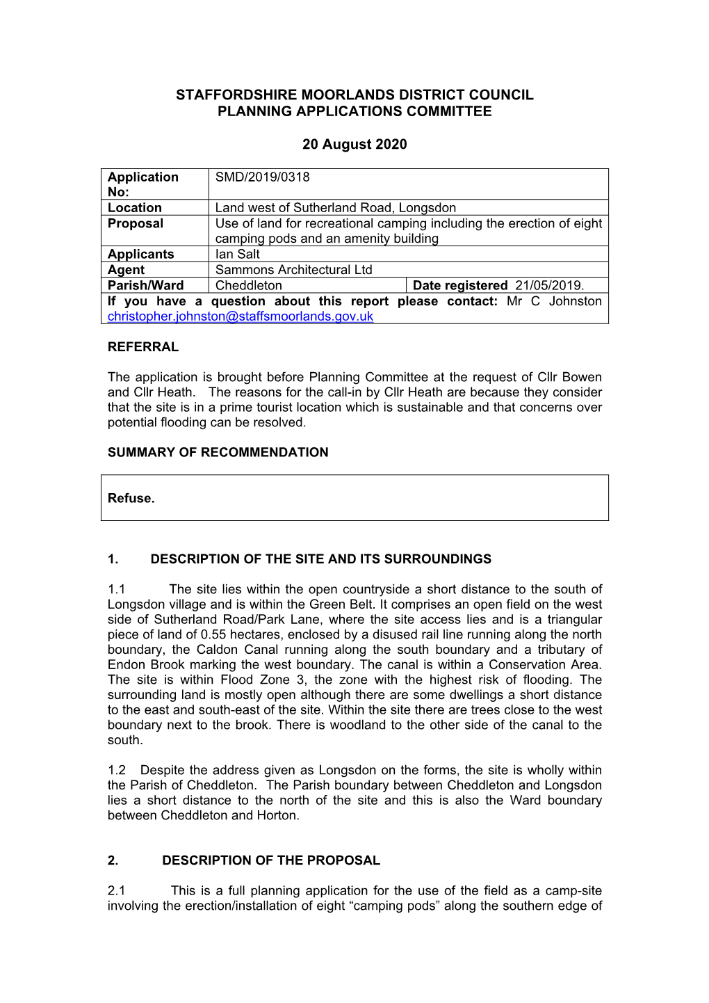 Staffordshire Moorlands District Council Planning Applications Committee