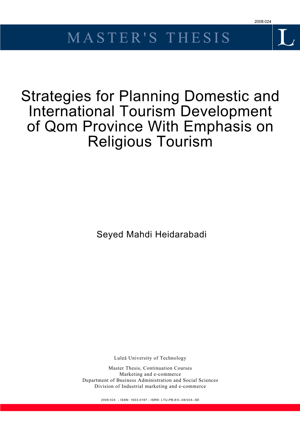 MASTER's THESIS Strategies for Planning Domestic And