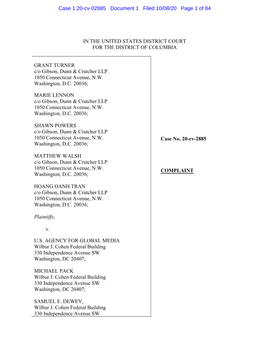 Case 1:20-Cv-02885 Document 1 Filed 10/08/20 Page 1 of 84