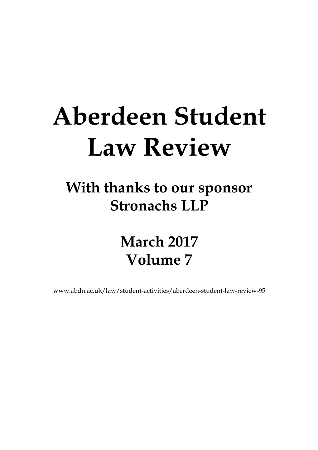 Aberdeen Student Law Review – Volume 7