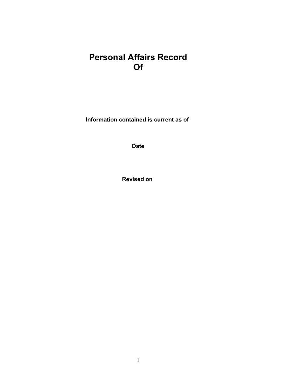 Personal Affairs Record