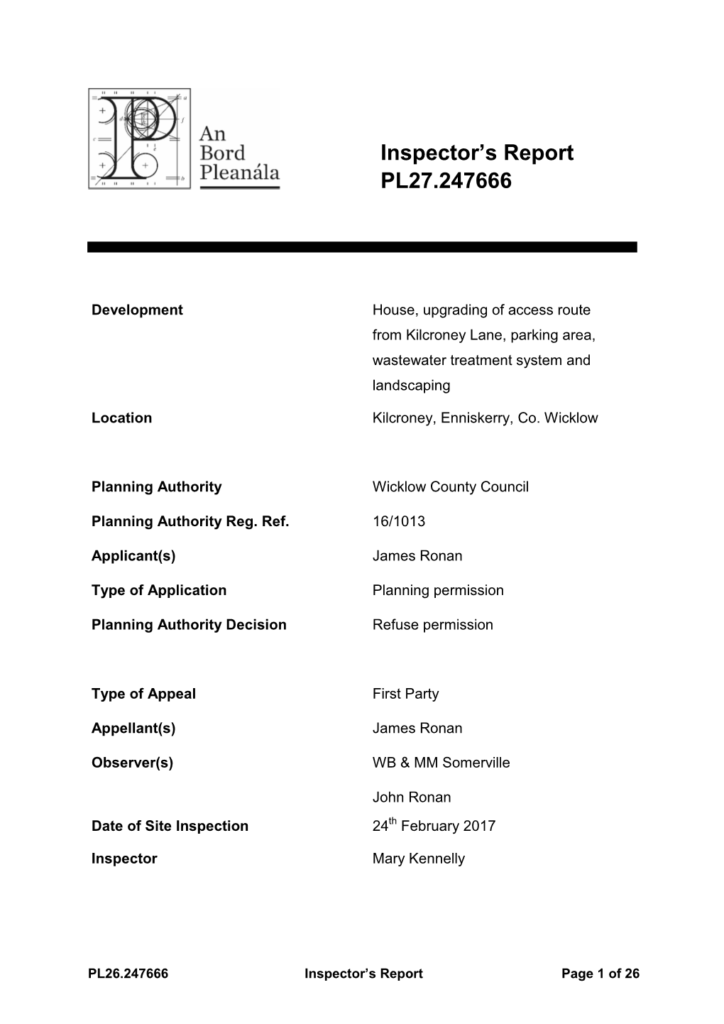 Report Template Normal Planning Appeal