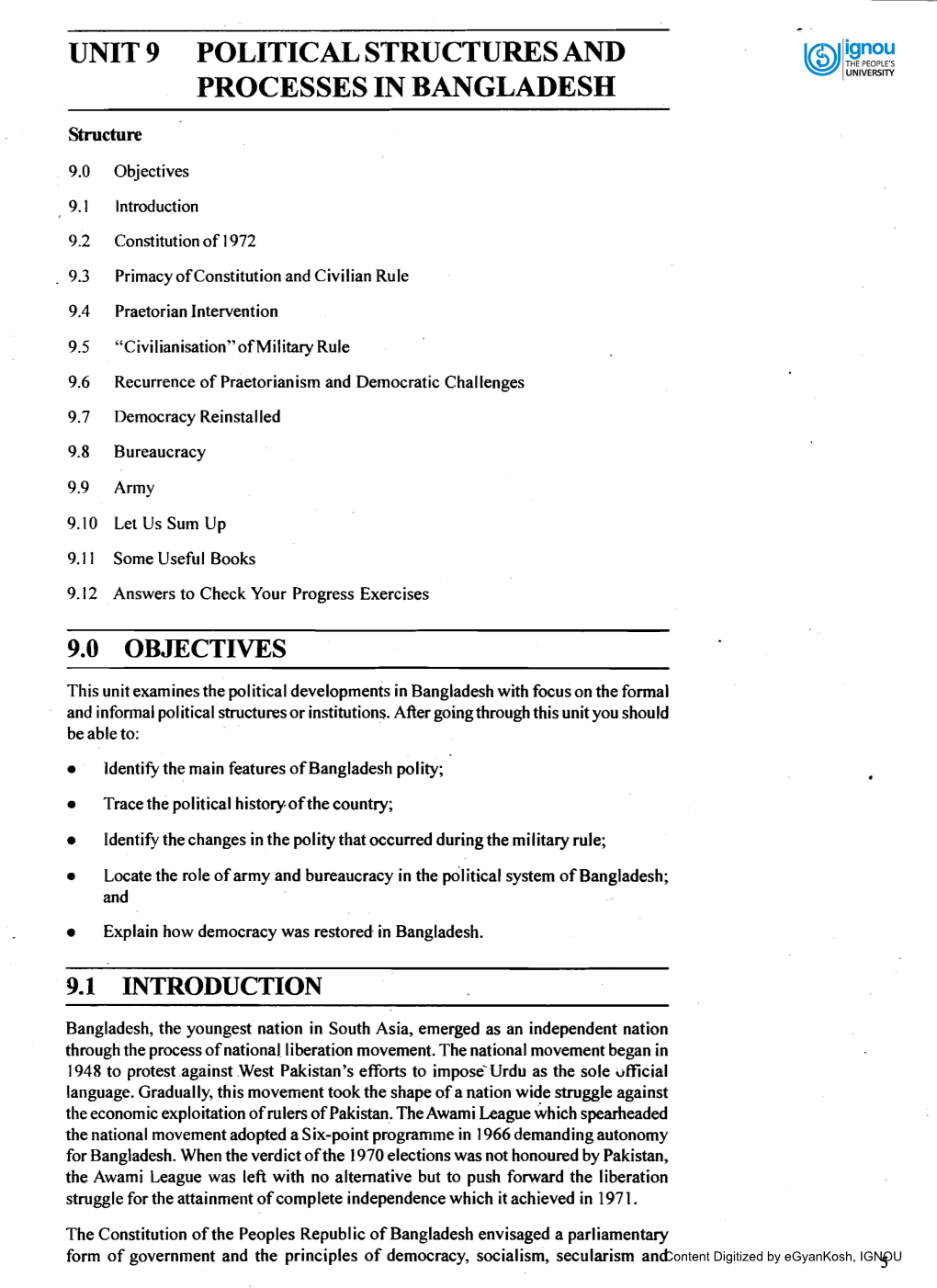 Unit 9 Political Structures and Processes in Bangladesh