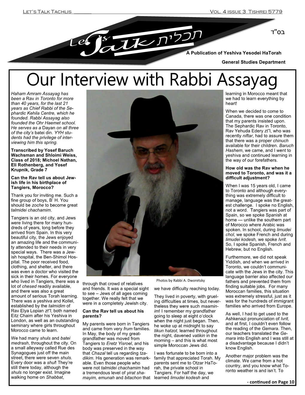 Our Interview with Rabbi Assayag