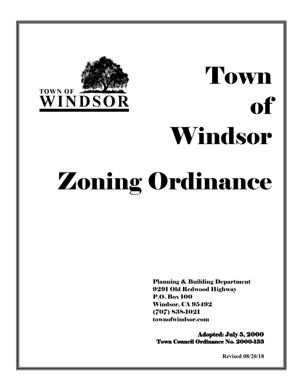 Town of Windsor Zoning Ordinance