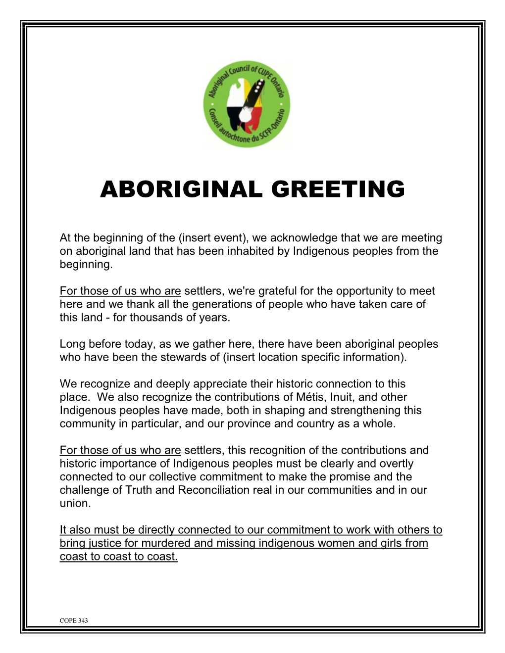 Aboriginal Greeting