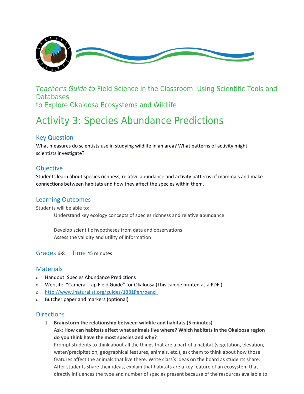 Activity 3: Species Abundance Predictions