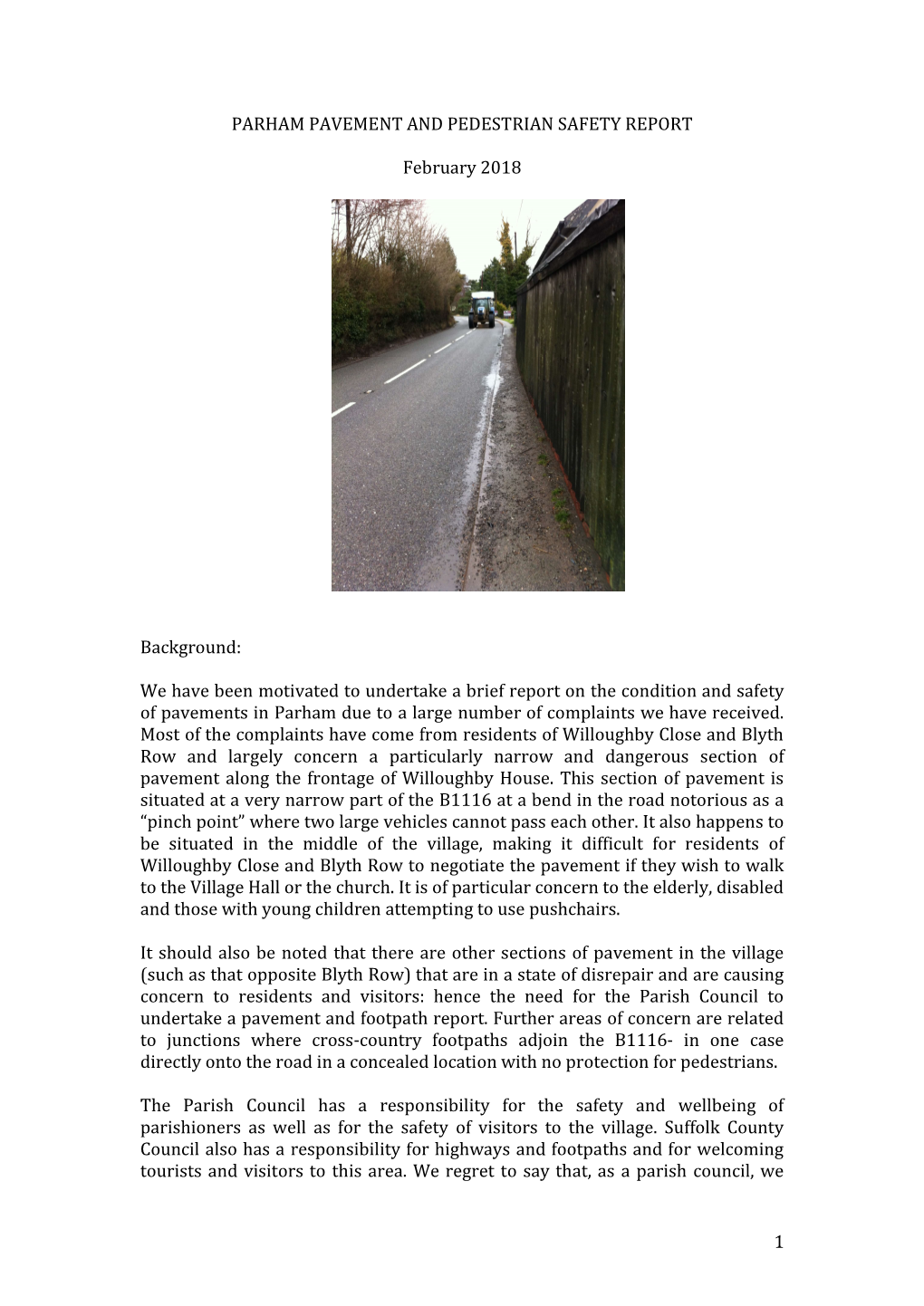 1 Parham Pavement and Pedestrian Safety Report