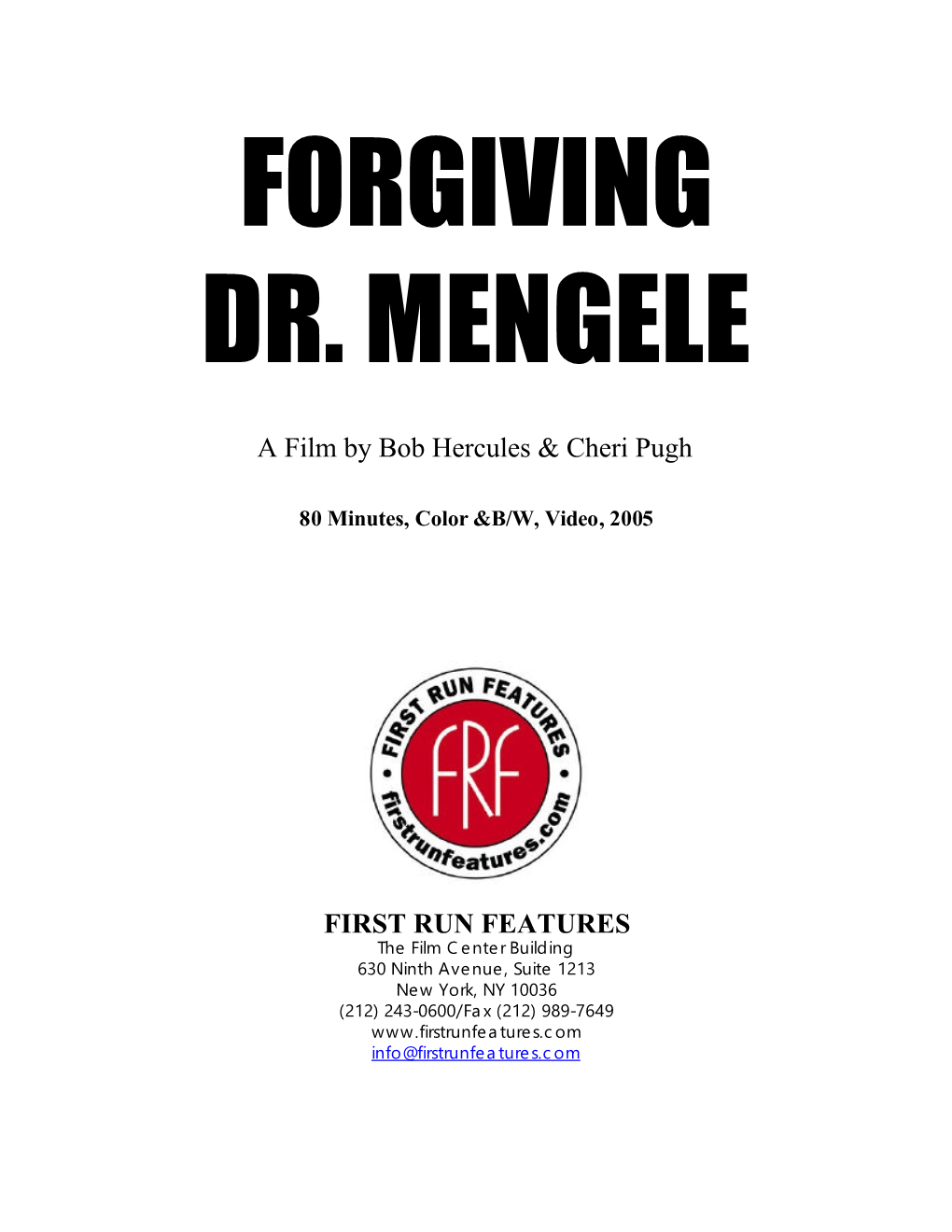 Forgiving Dr Mengele PK New