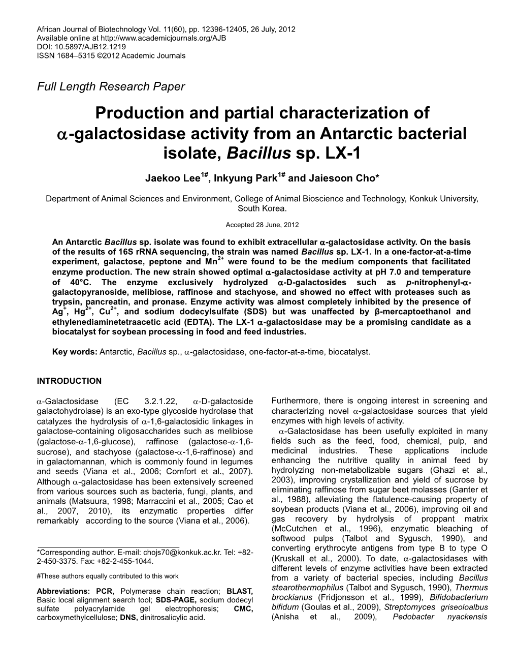 Production and Partial Characterization of Α-Galactosidase