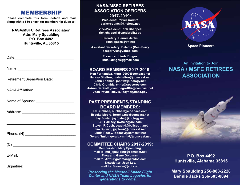 Nasa / Msfc Retirees Association Membership