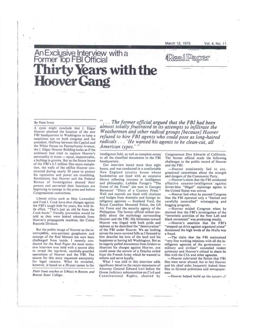 Thirty Years with the Hoover Gang