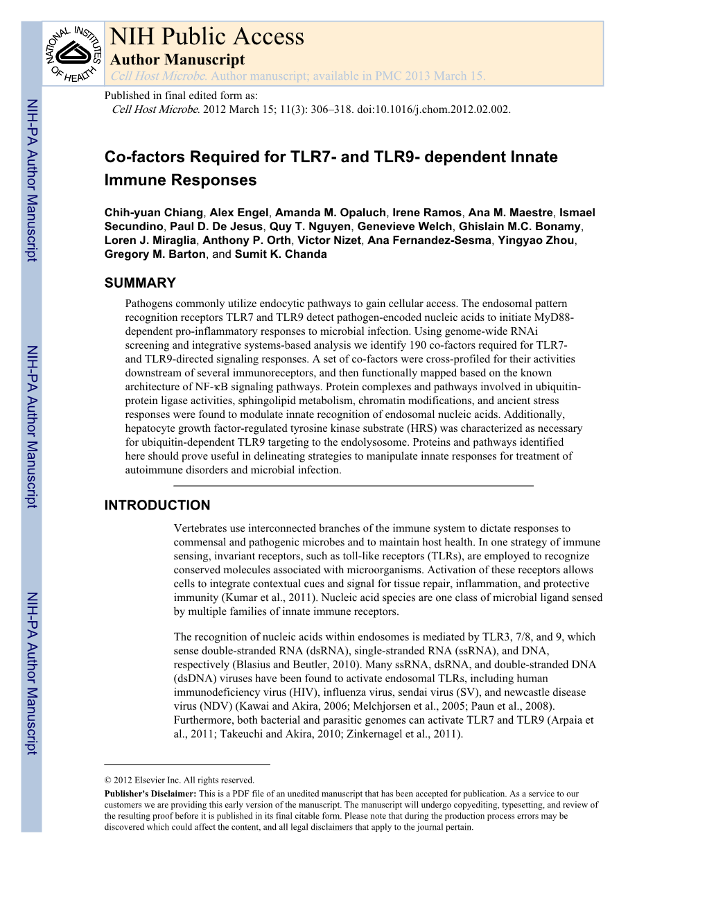 NIH Public Access Author Manuscript Cell Host Microbe