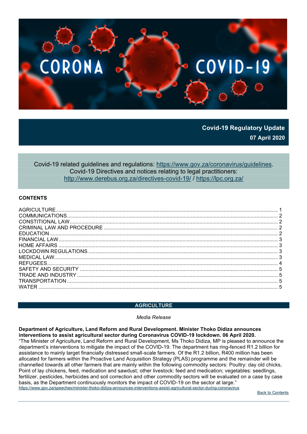 Covid-19 Regulatory Update 07Apr2020