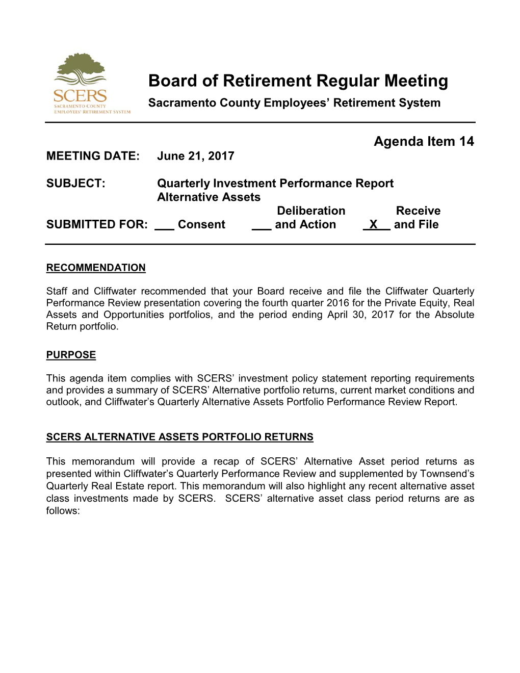 Item 14 MEETING DATE: June 21, 2017