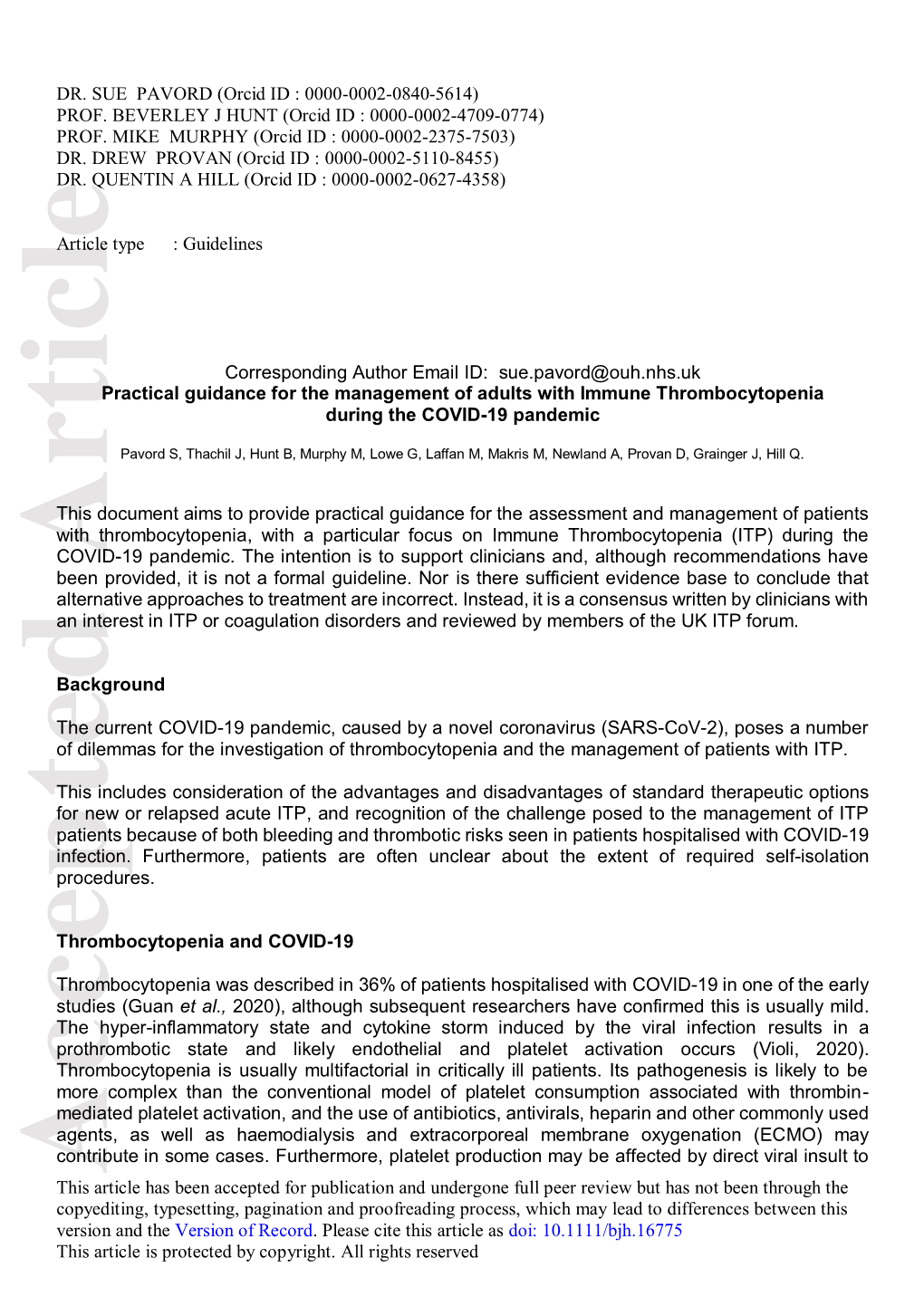 Management of Adults with ITP in The