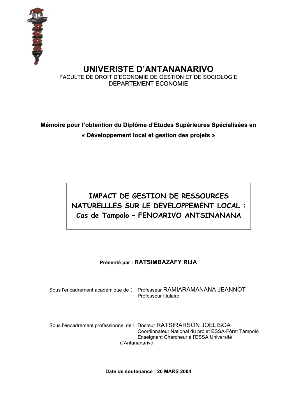 Univeriste D'antananarivo