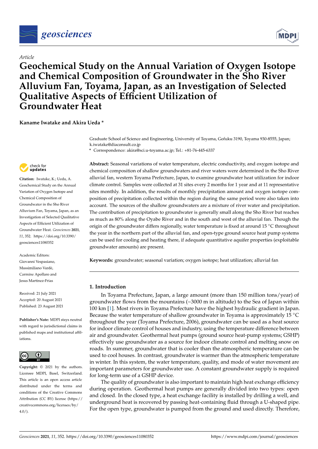 Geochemical Study on the Annual Variation of Oxygen Isotope And