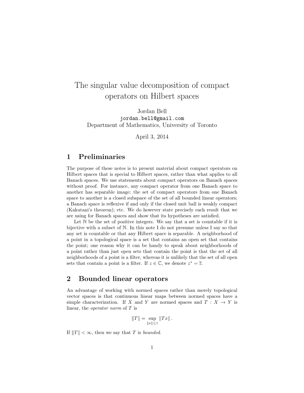 The Singular Value Decomposition of Compact Operators on Hilbert Spaces