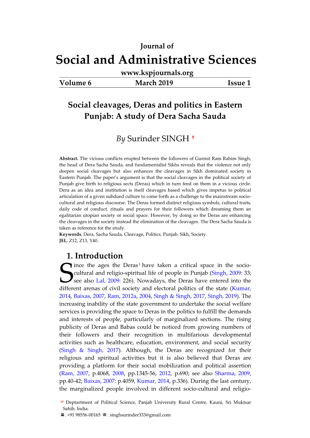 A Study of Dera Sacha Sauda By