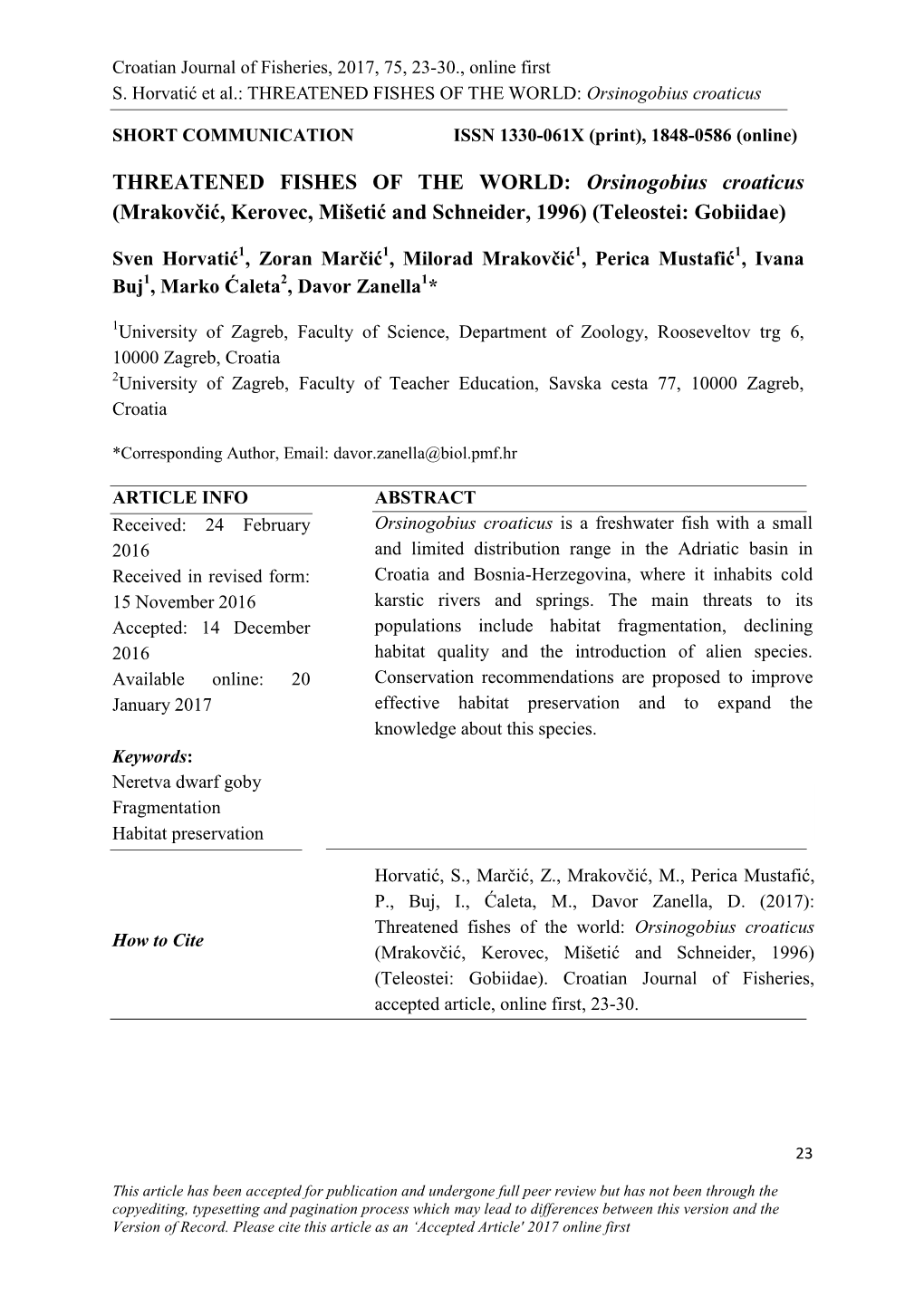 SHORT COMMUNICATION ISSN 1330-061X (Print), 1848-0586 (Online)
