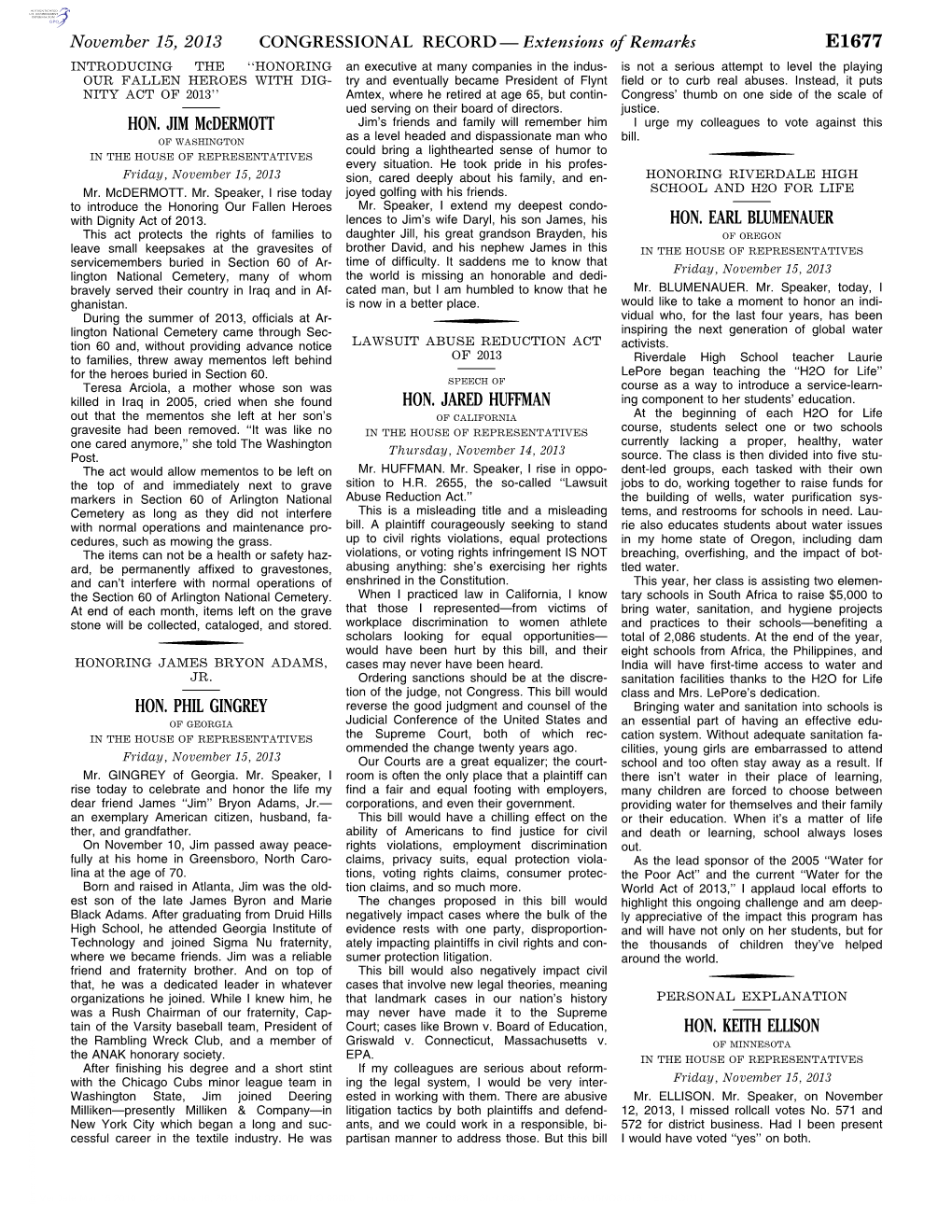 CONGRESSIONAL RECORD— Extensions of Remarks E1677 HON