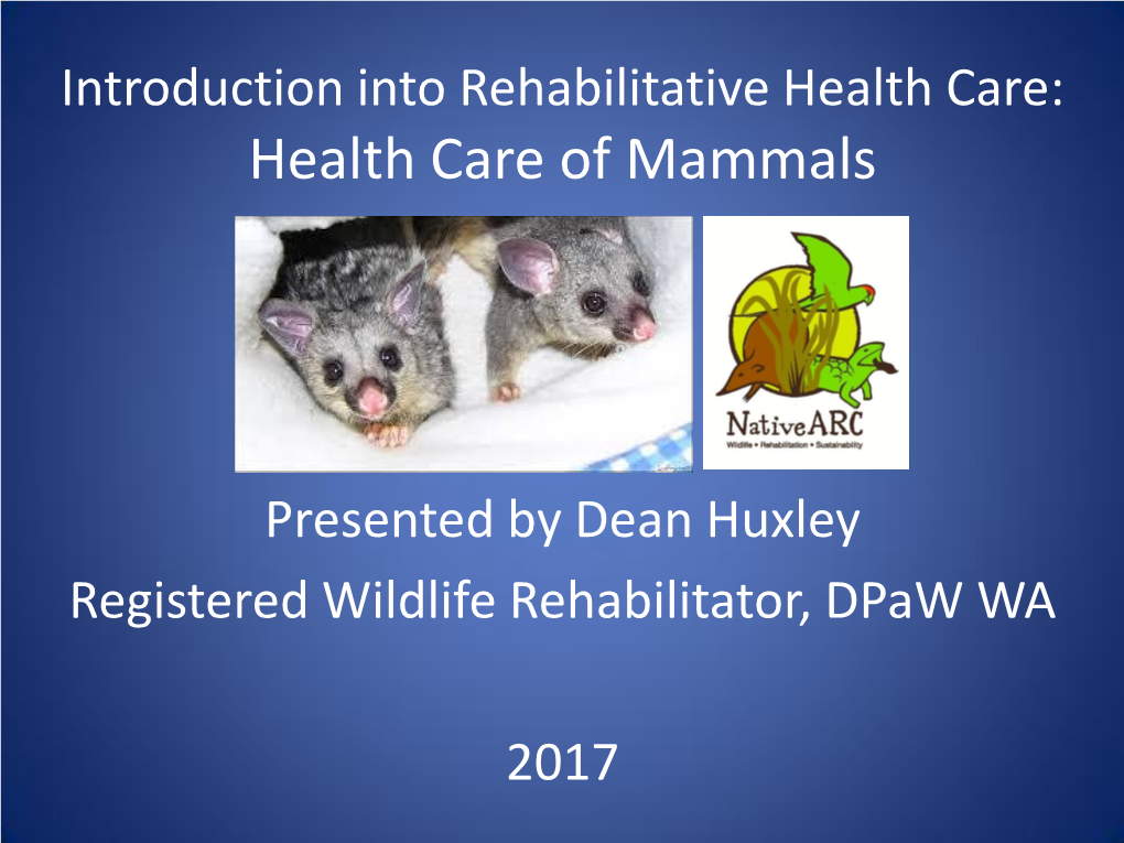 Health Care of Mammals