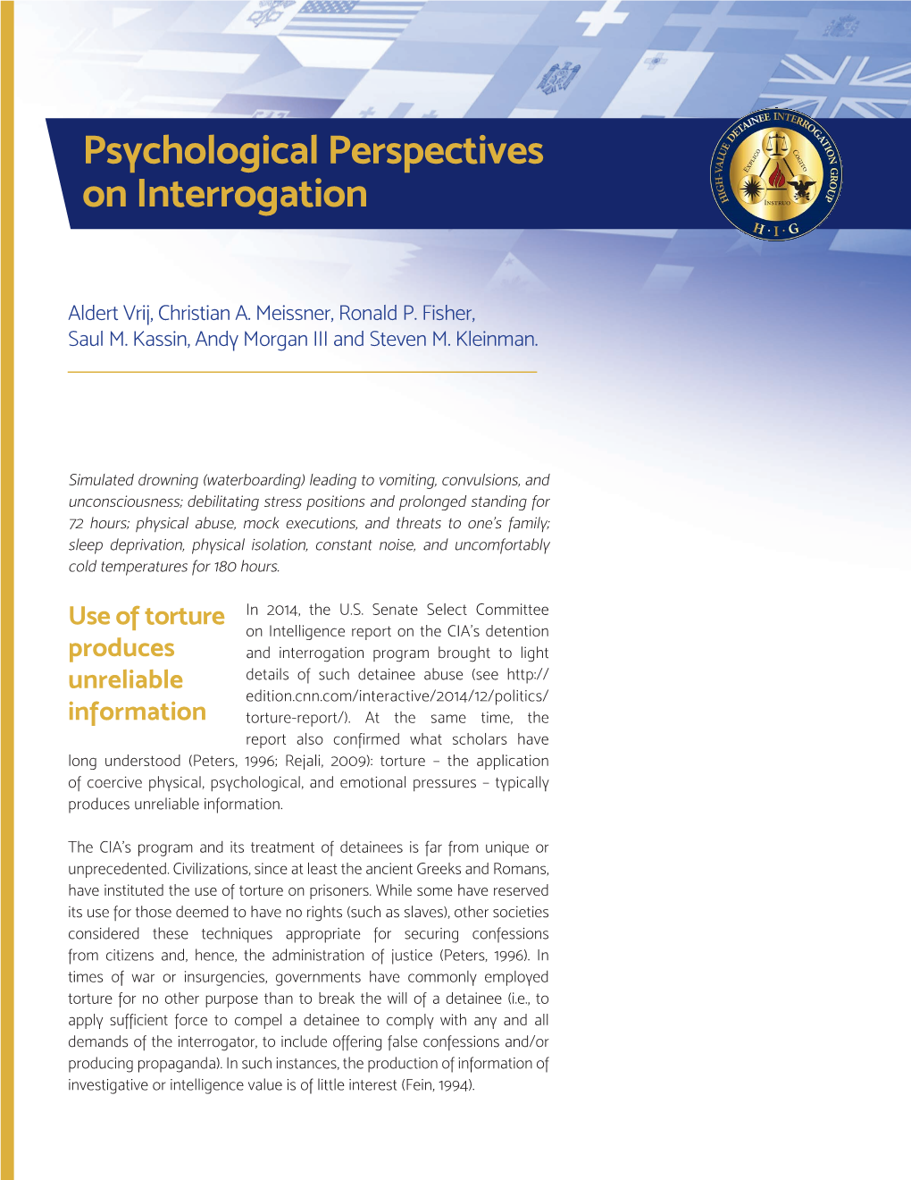 Psychological Perspectives on Interrogation