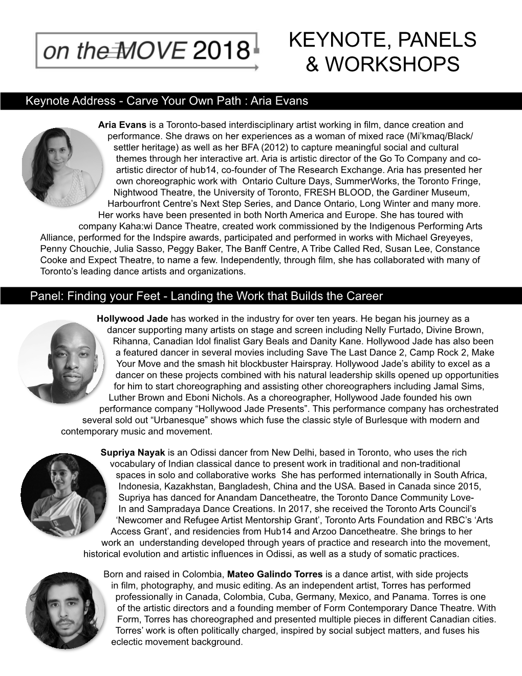 Keynote, Panels & Workshops