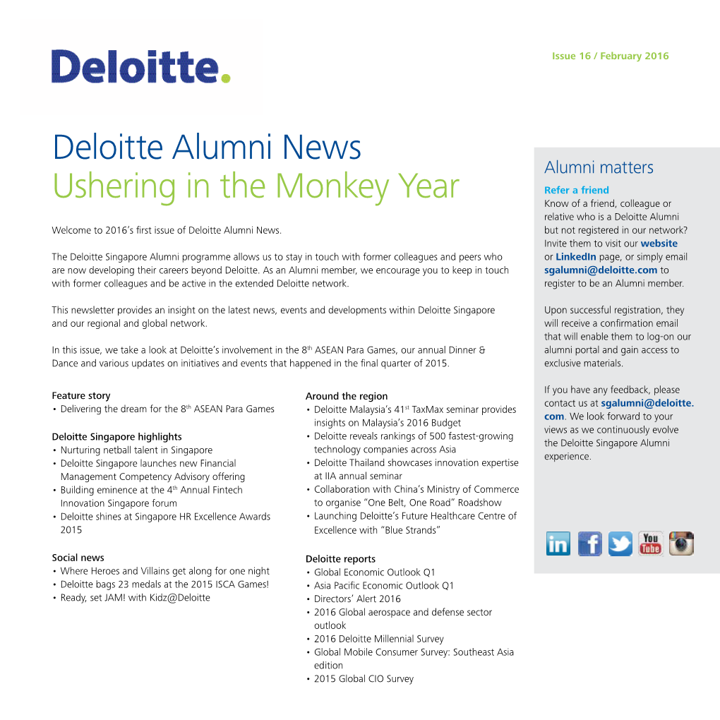 Deloitte Alumni News Ushering in the Monkey Year 3 Feature Story