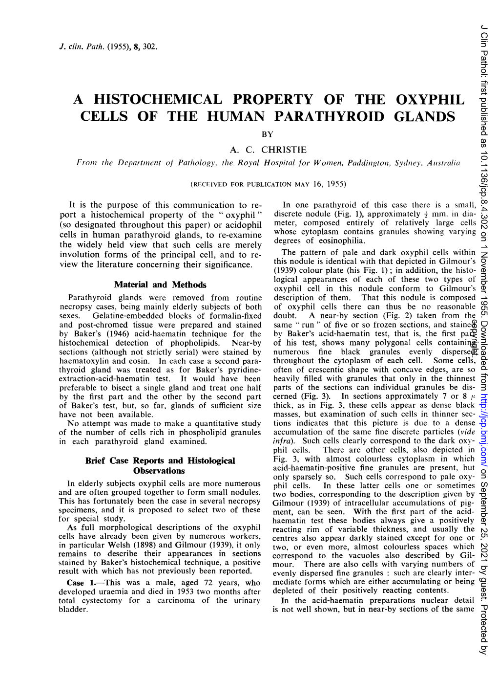 A Histochemical Property of the Oxyphil Cells of the Human Parathyroid Glands by A