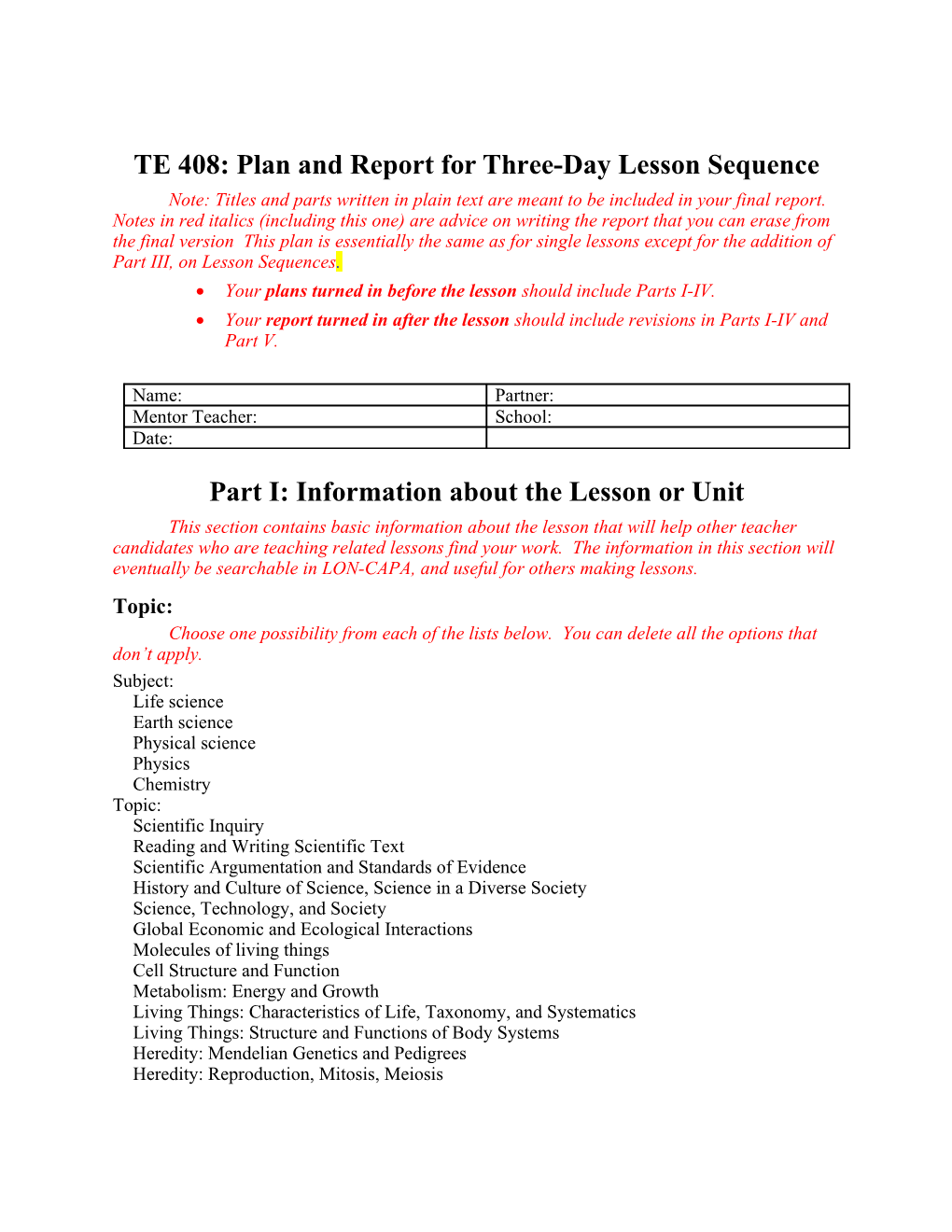 TE 408: 1St Lesson Plan And Report