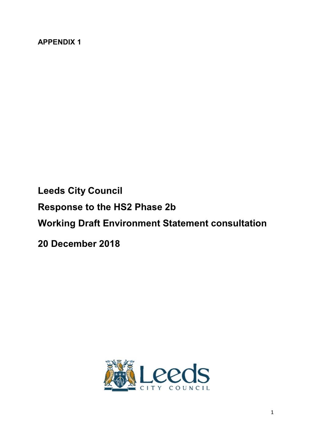 Leeds City Council Response to the HS2 Phase 2B Working Draft Environment Statement Consultation