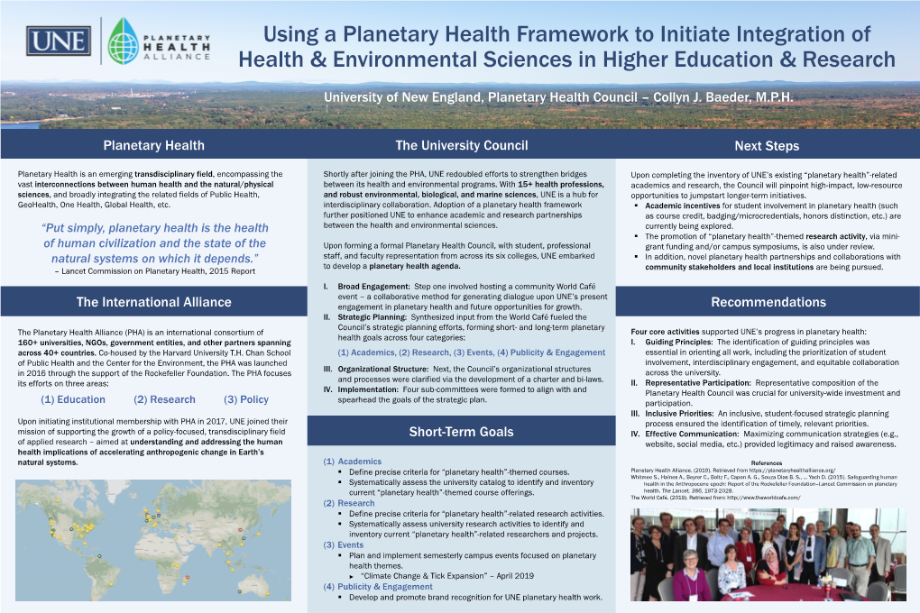 Using a Planetary Health Framework to Initiate Integration of Health & Environmental Sciences in Higher Education & Research