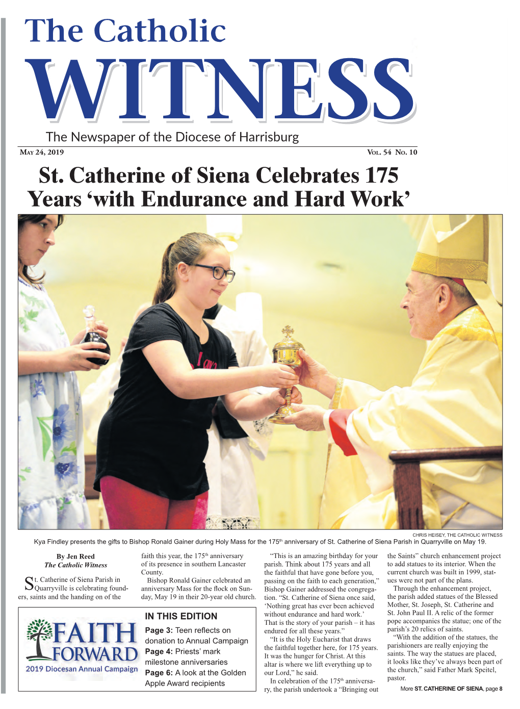 The Catholic WITNESSWITNESS the Newspaper of the Diocese of Harrisburg May 24, 2019 Vol
