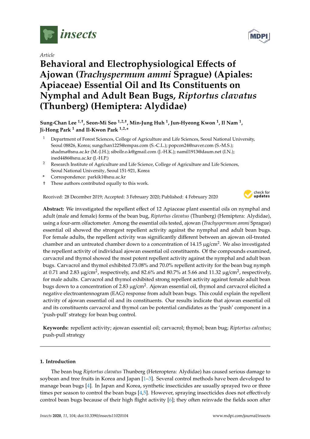 Behavioral and Electrophysiological Effects of Ajowan (Trachyspermum