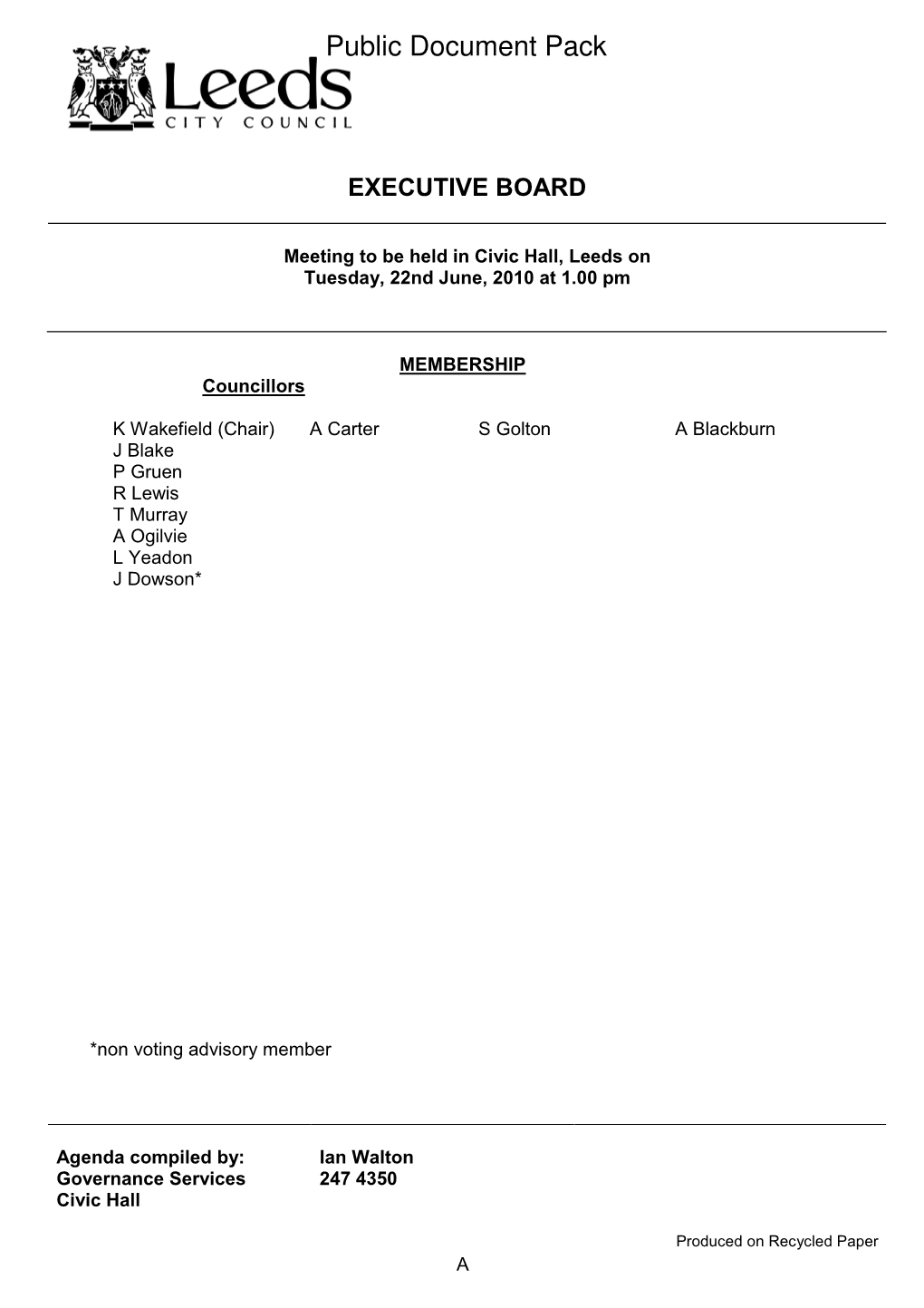 Agenda Reports Pack (Public) 22/06/2010, 13:00