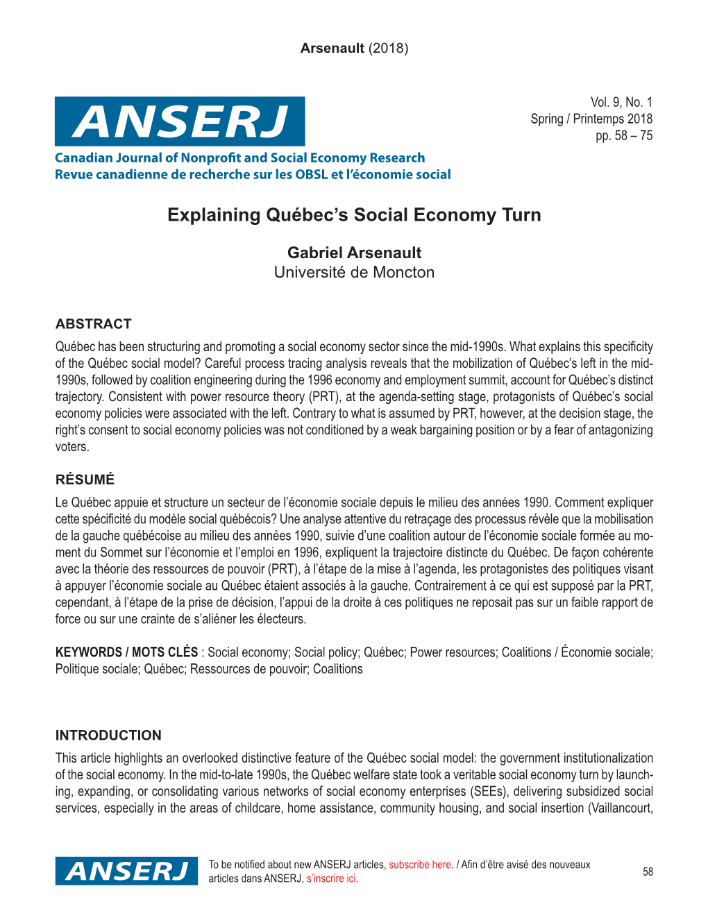 Explaining Québec's Social Economy Turn